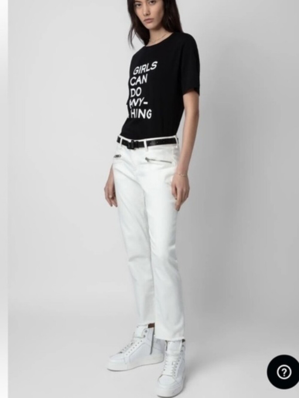 Zadig & Voltaire Ava Permanent Low-Rise Frayed Hem White Jeans